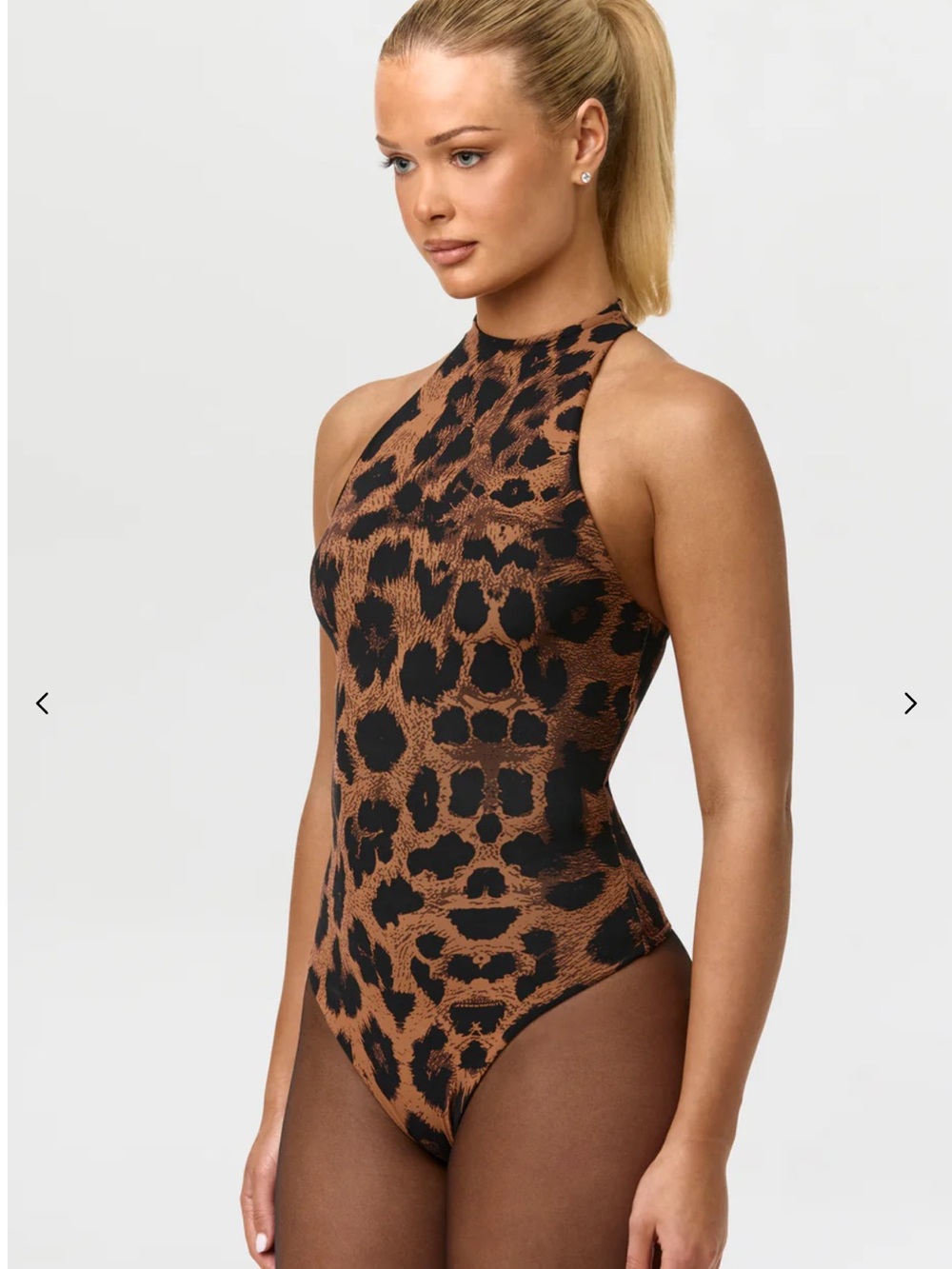 naked wardrobe High Neck Leopard Print Bodysuit - Brown/Black